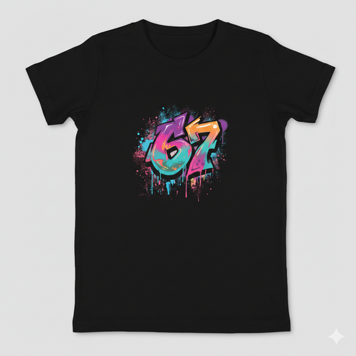 6 7 Meme Kids T-Shirt | Viral TikTok Six Seven Graffiti Youth Tee