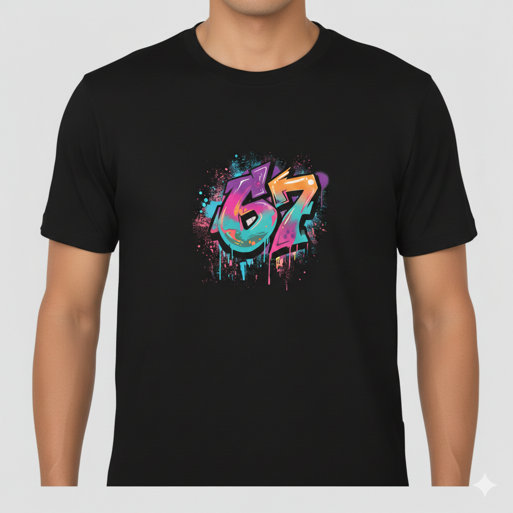 6 7 Meme Kids T-Shirt | Viral TikTok Six Seven Graffiti Youth Tee