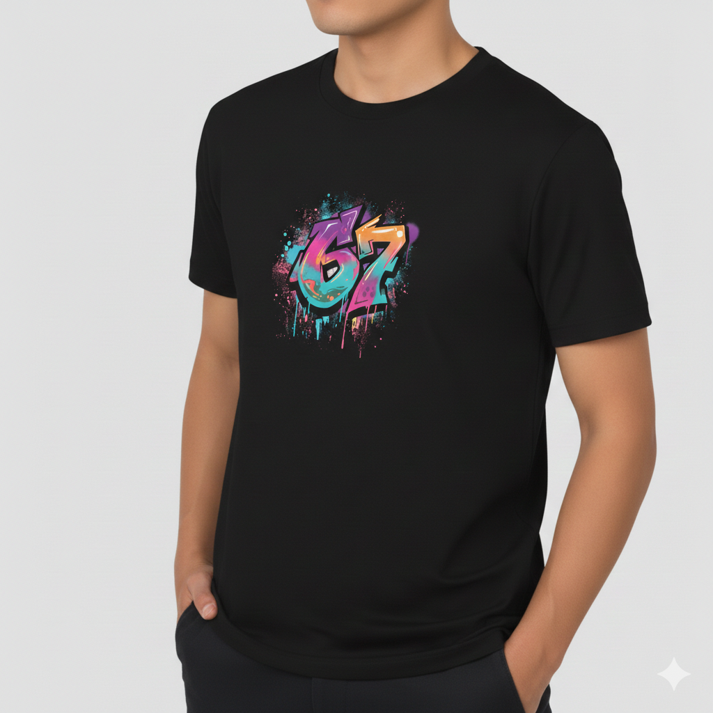 6 7 Meme Kids T-Shirt | Viral TikTok Six Seven Graffiti Youth Tee