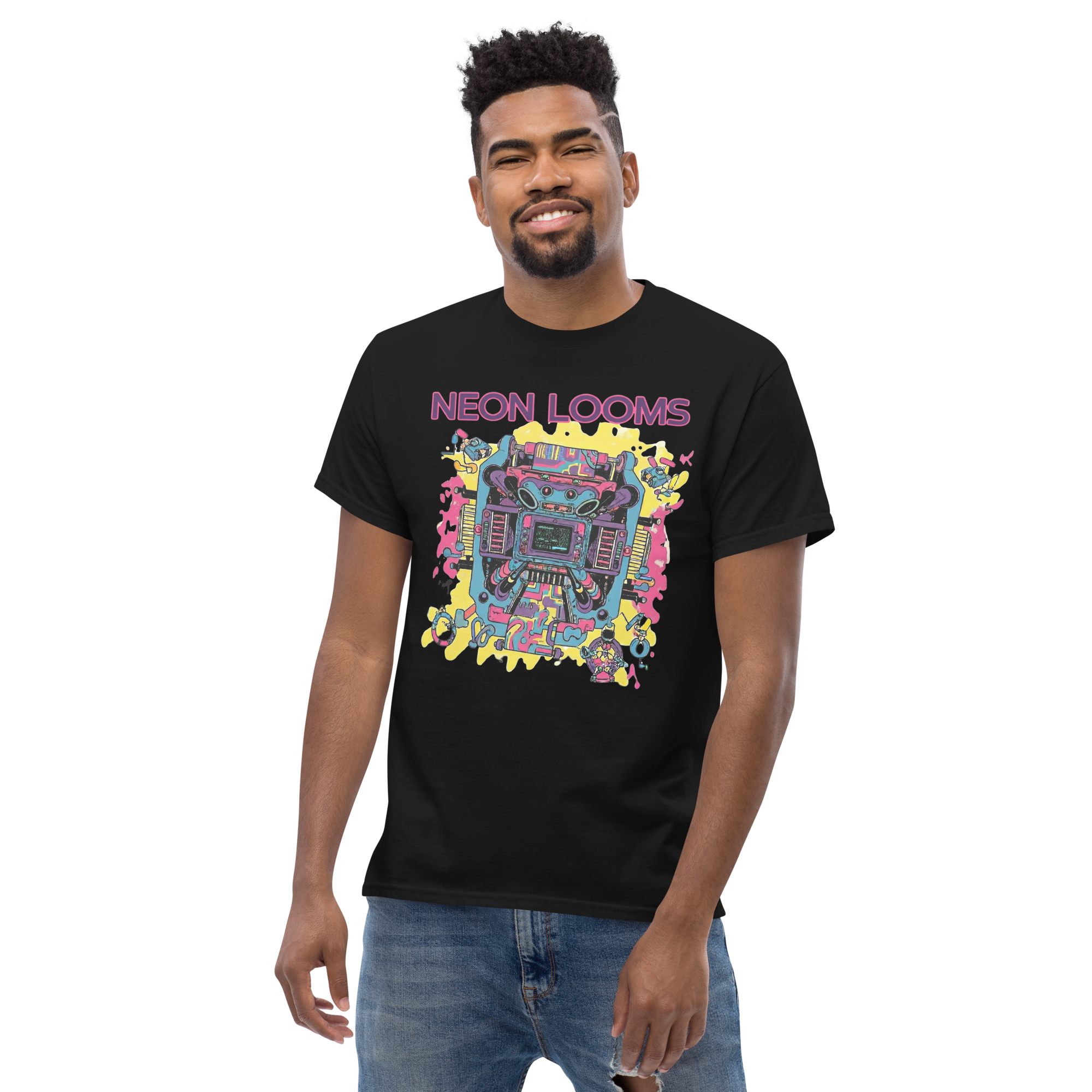 Retro Futuristic Neon Looms Unisex classic tee