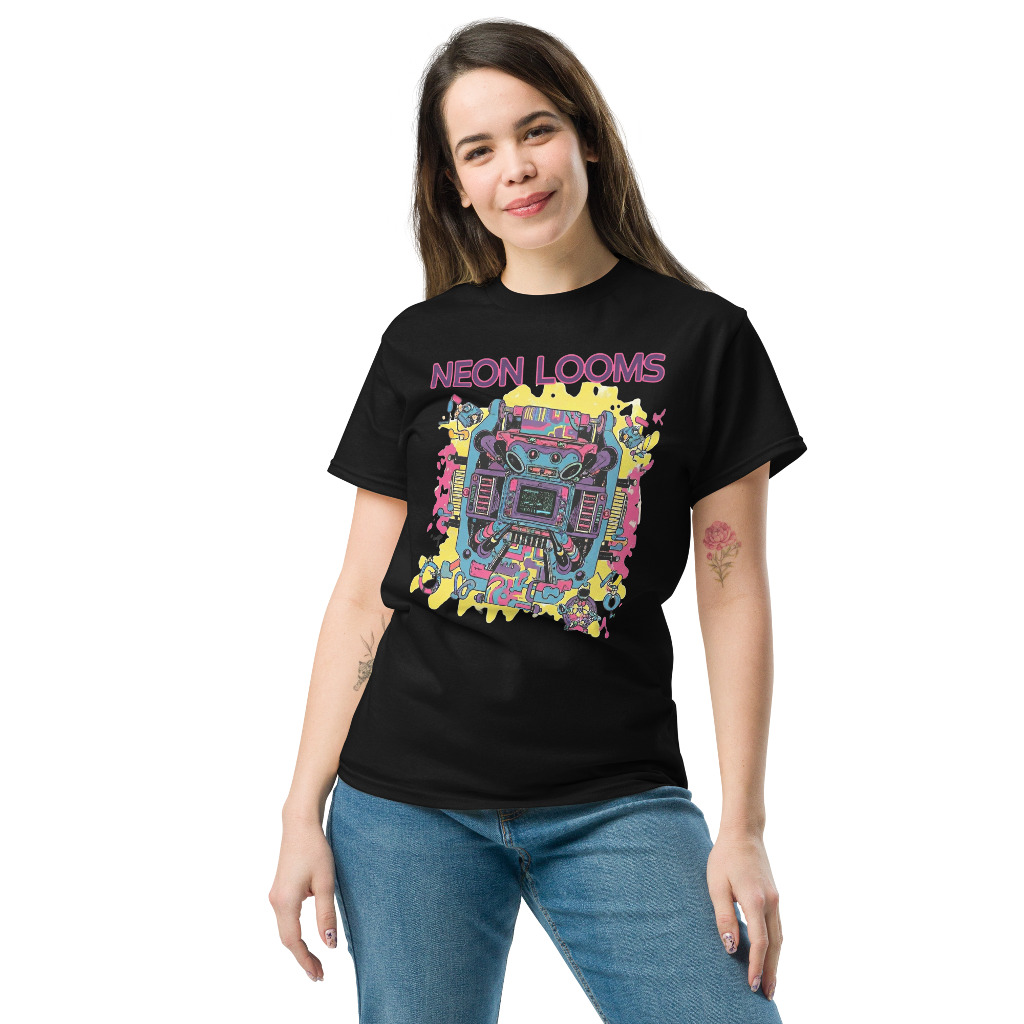 Retro Futuristic Neon Looms Unisex classic tee