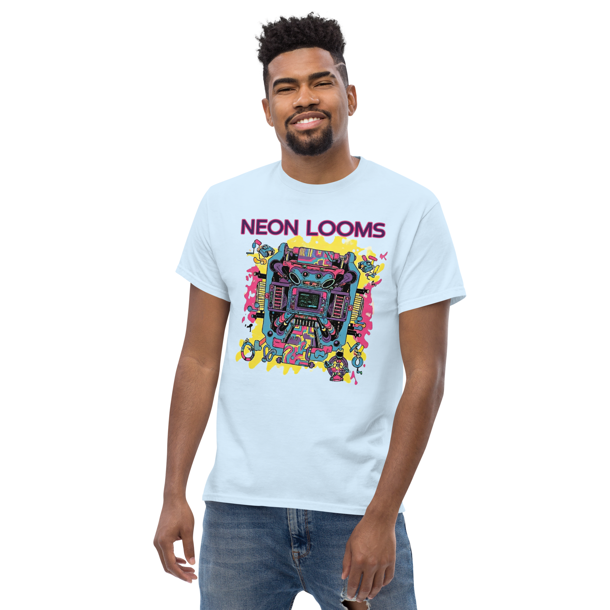 Retro Futuristic Neon Looms Unisex classic tee