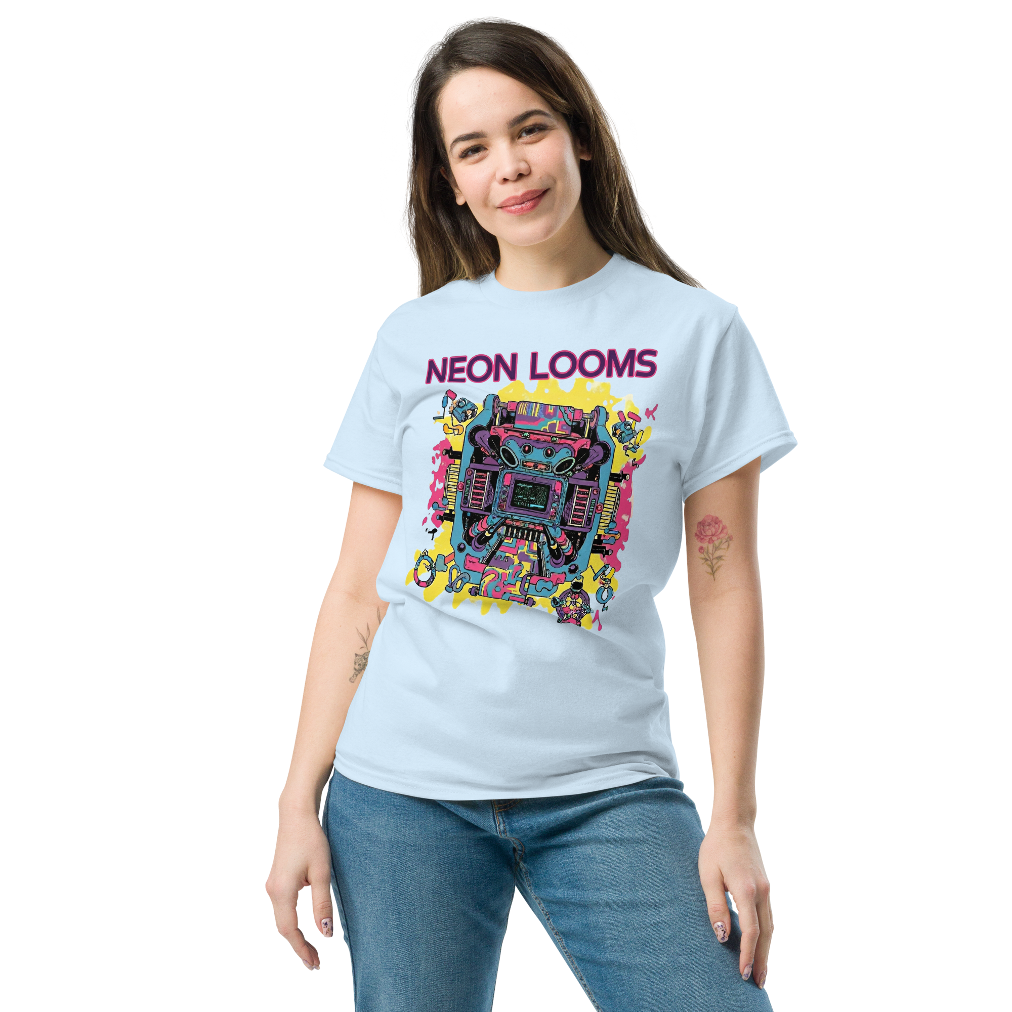 Retro Futuristic Neon Looms Unisex classic tee