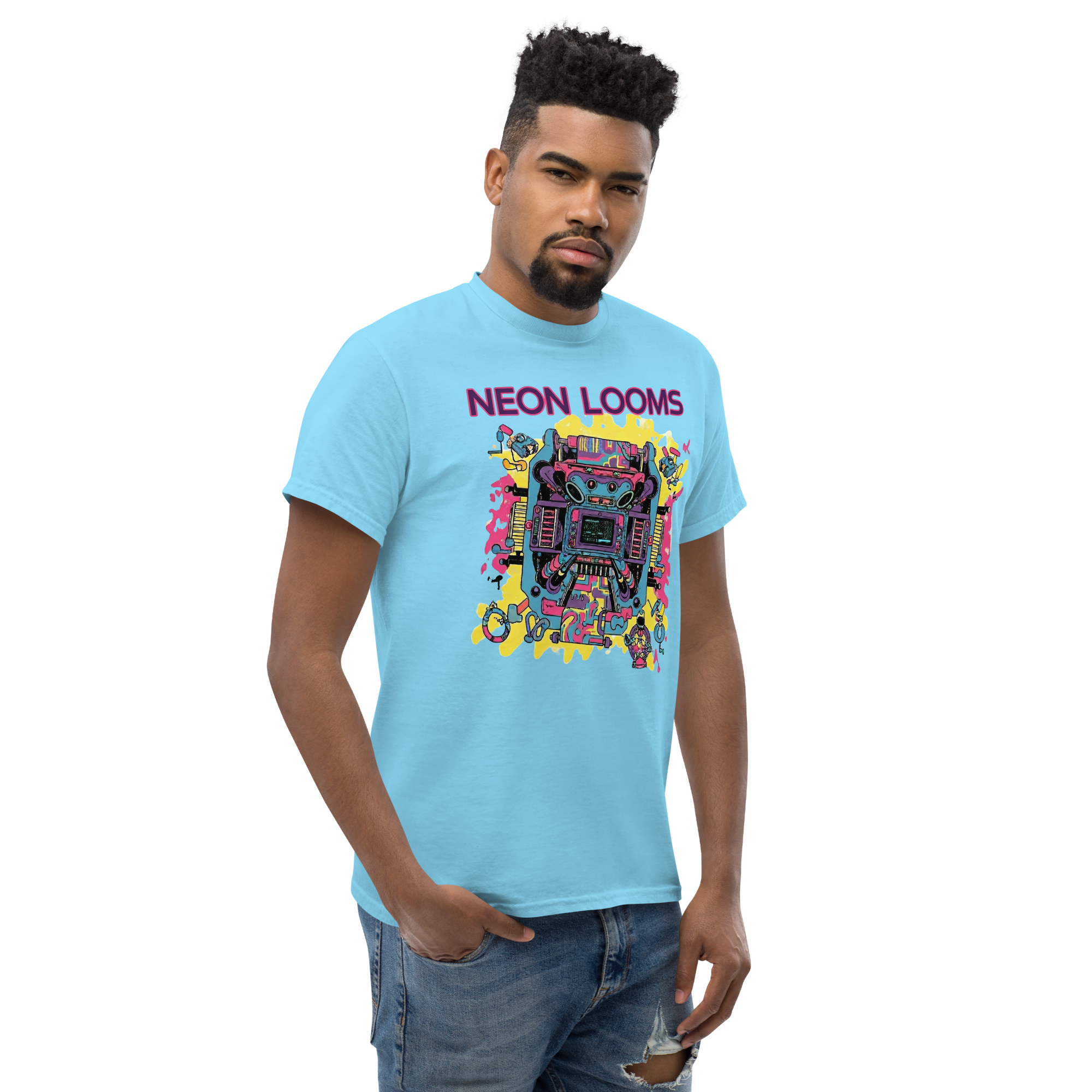 Retro Futuristic Neon Looms Unisex classic tee