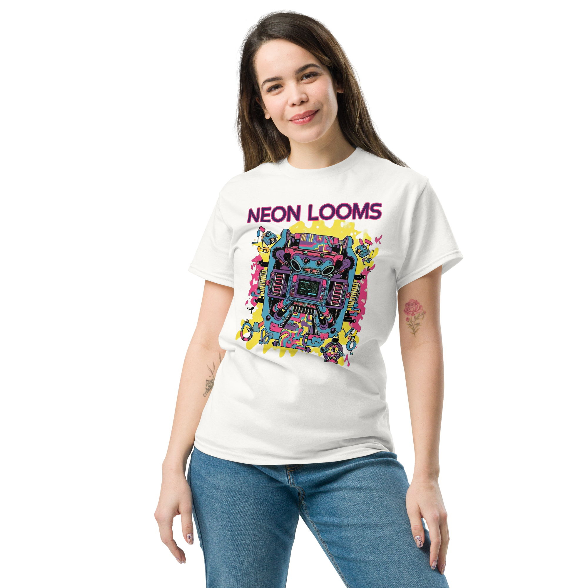 Retro Futuristic Neon Looms Unisex classic tee